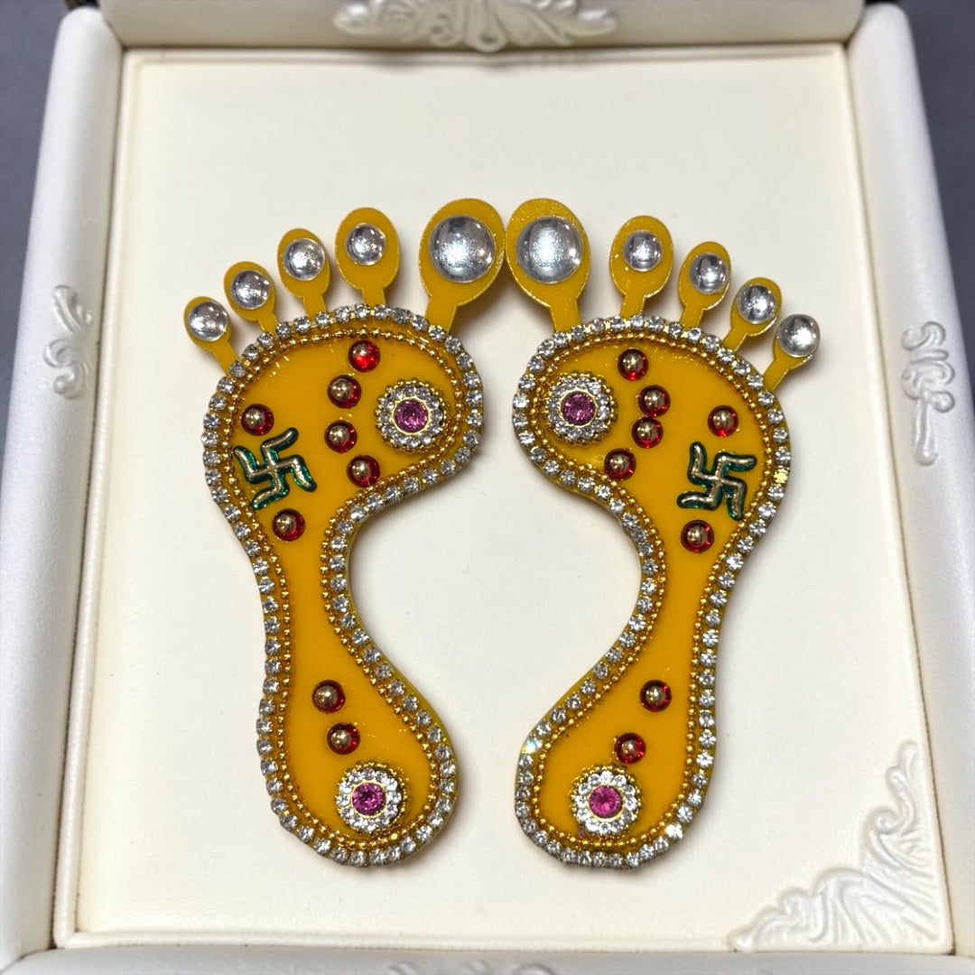 🪔 Decorative Handcrafted Laxmi Charan Paduka Pair (4") - SP-DH10