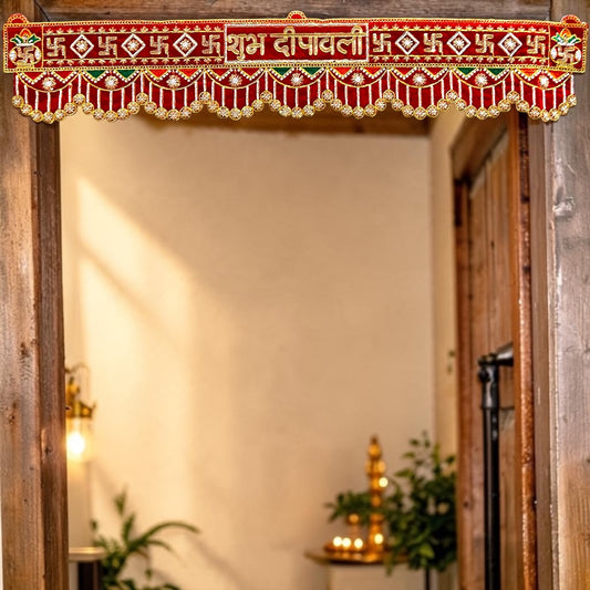 🪔 Shri Poshak Royal Velvet Shubh Deepawali & Swastik Door Hanging Toran (SP-SPT-50)