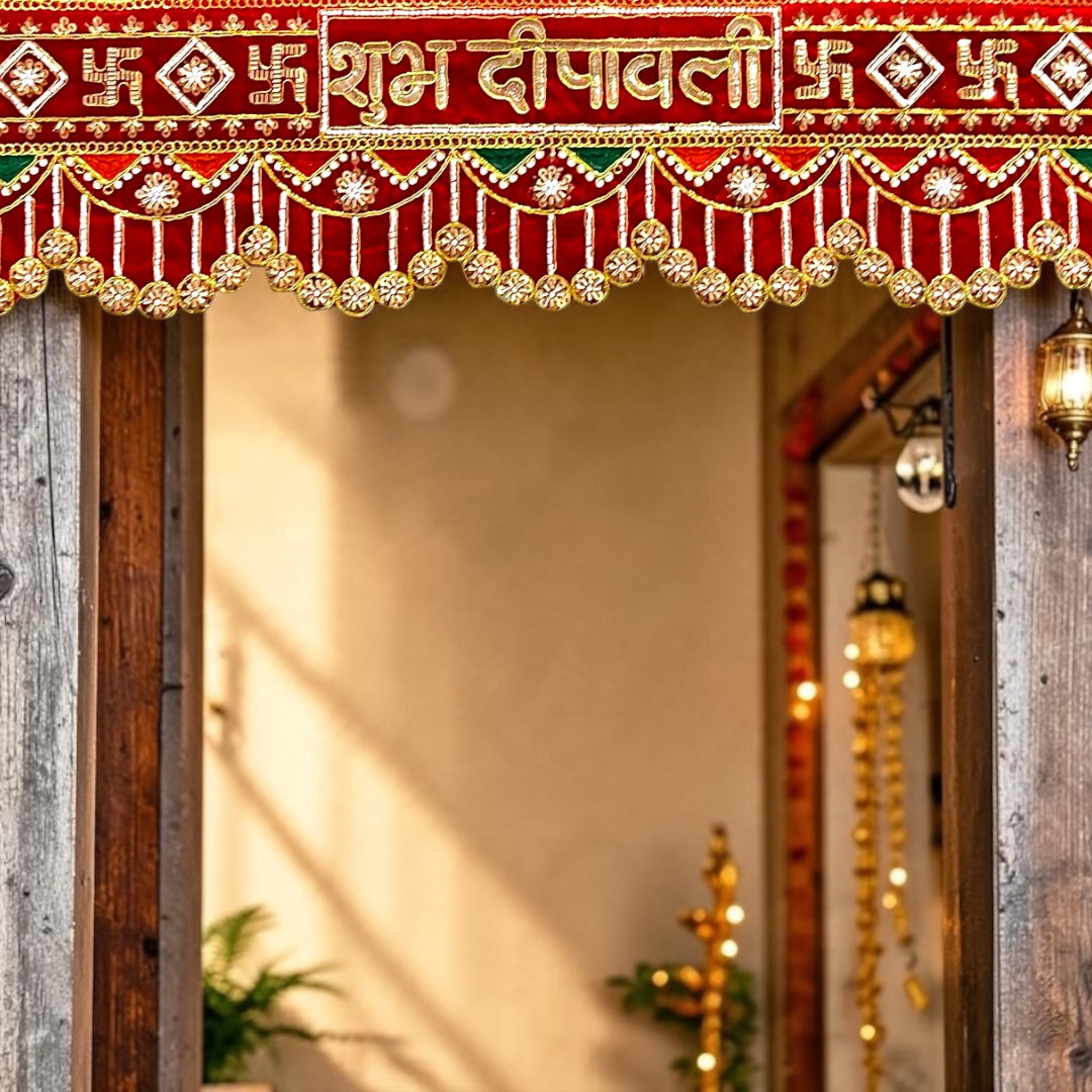 🪔 Shri Poshak Royal Velvet Shubh Deepawali & Swastik Door Hanging Toran (SP-SPT-50)