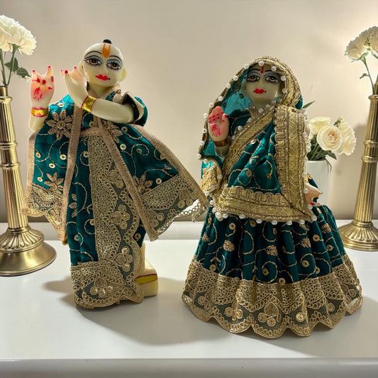 Designer Heavy Embroidery Radha Krishna Poshak Set with Pearl Border Detailing | Shri Poshak SP-J08