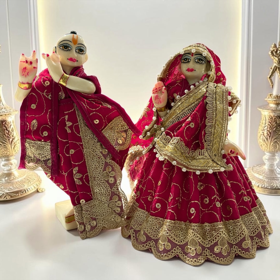 Designer Heavy Embroidery Radha Krishna Poshak Set with Pearl Border Detailing | Shri Poshak SP-J08