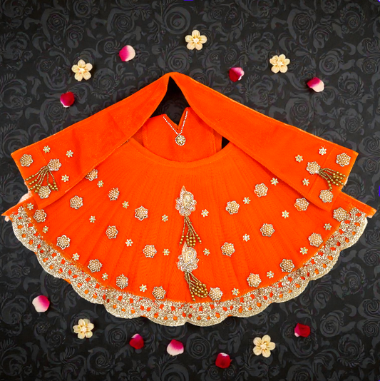 The Ultimate Neon Orange Zardosi 3-Piece Lehanga & Patka Set  for Mata Rani SP-I02