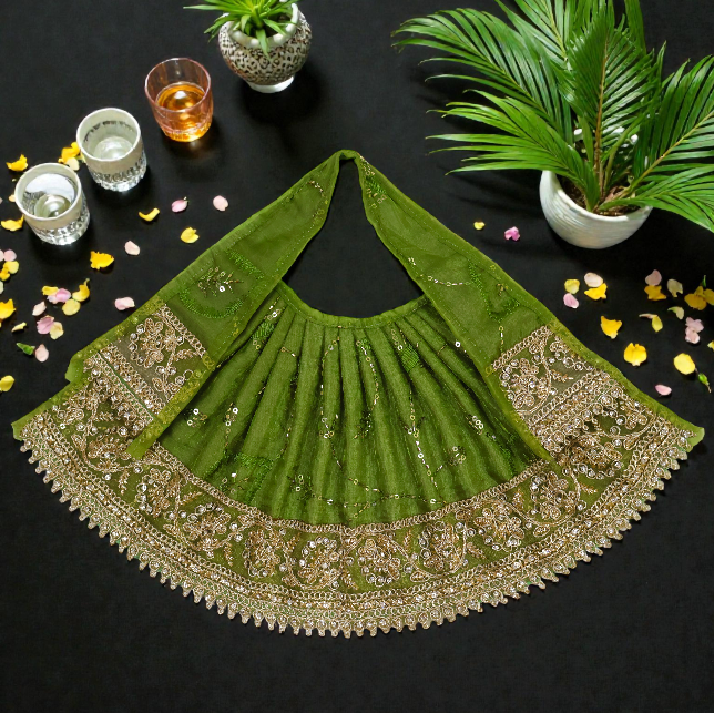 Navratri Special : Premium Golden Zari Lace Lehenga Patka SP-H27