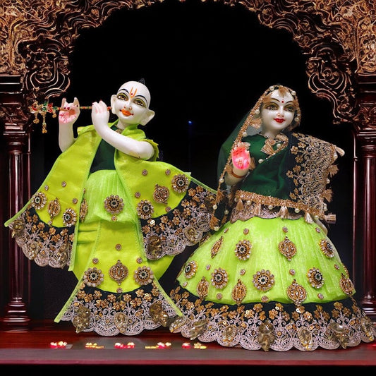 Premium Radha Krishna Poshak Set – Contrast Frill Designer SP-G85