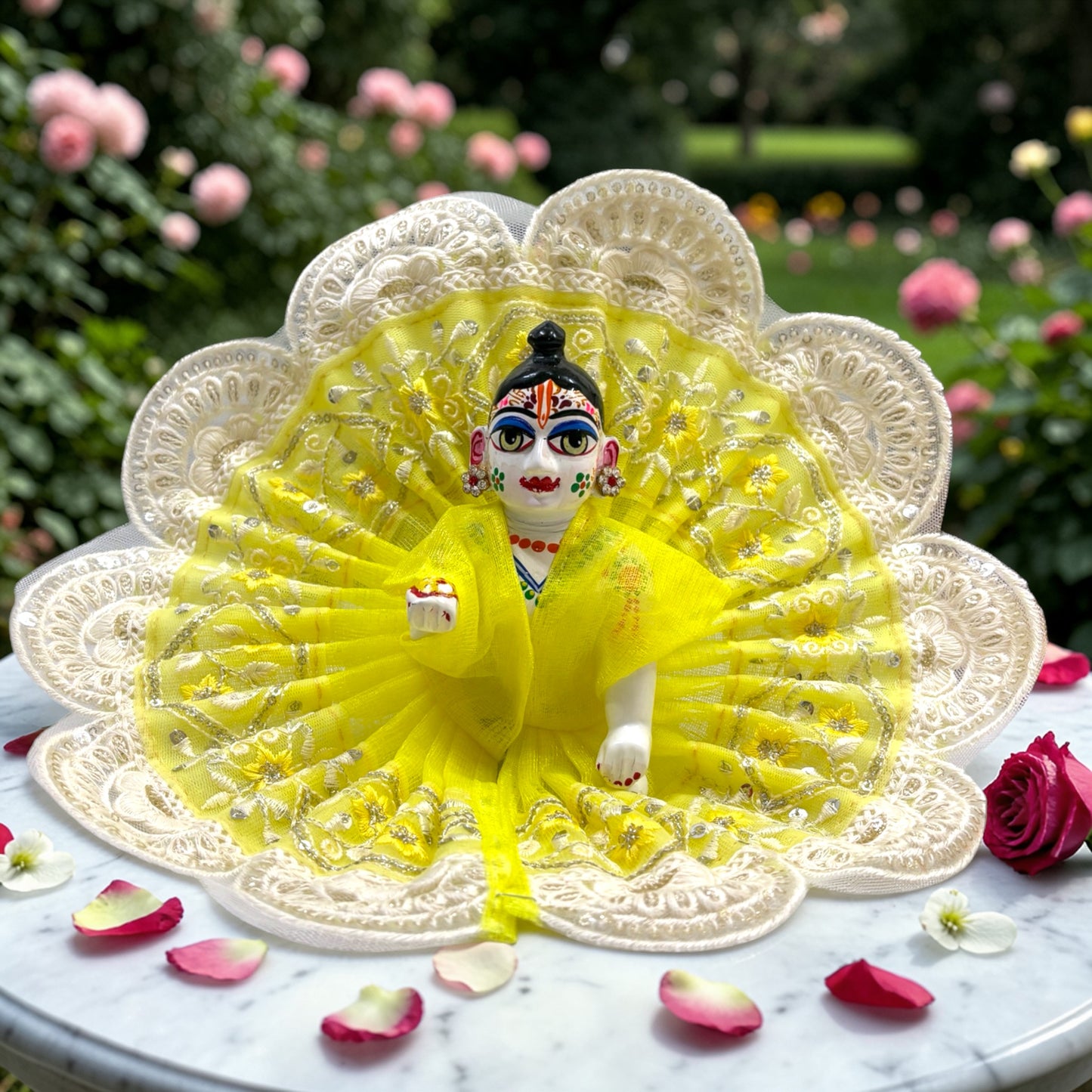 ✨ Royal Summer Laddu Gopal Ji Breathable Net Poshak with Scalloped Pearl Border SP-H69✨