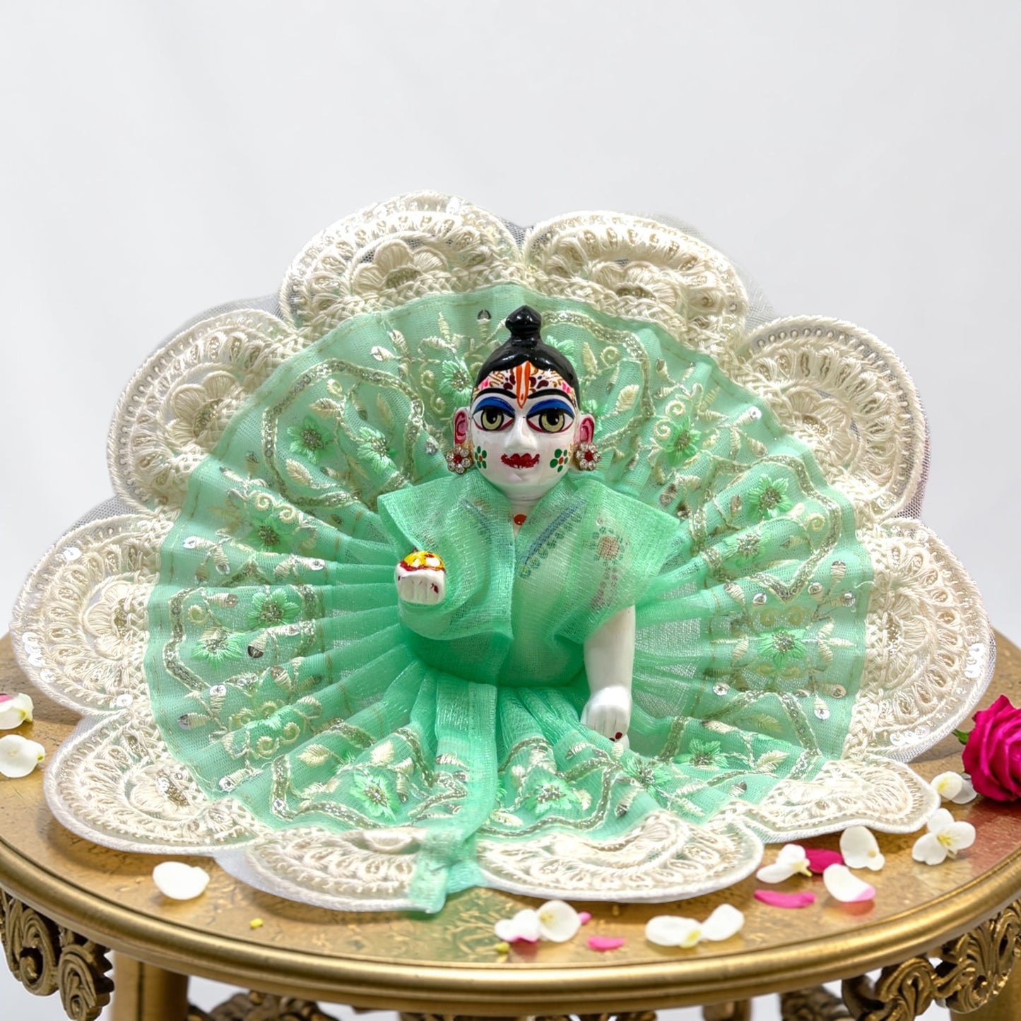 ✨ Royal Summer Laddu Gopal Ji Breathable Net Poshak with Scalloped Pearl Border SP-H69✨