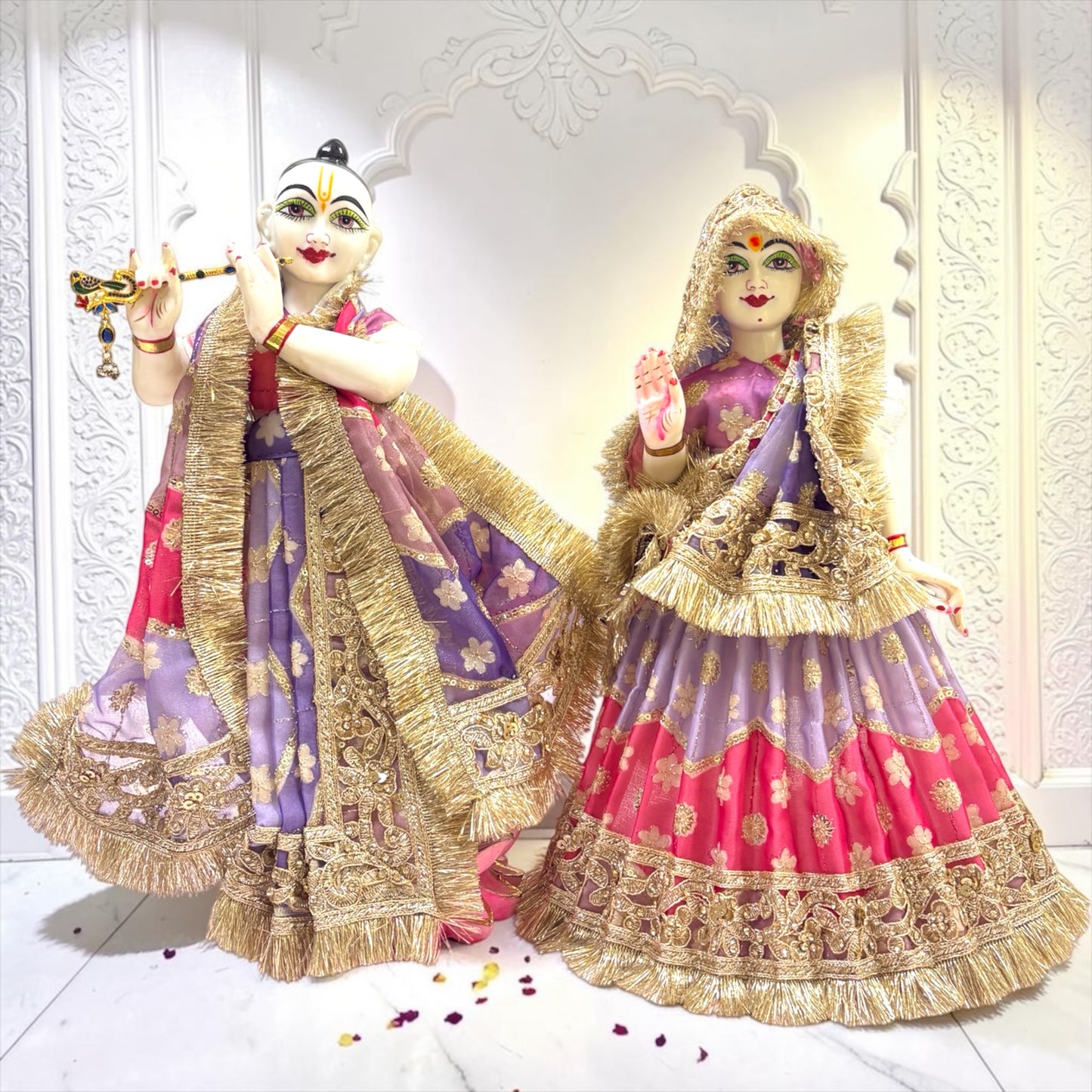 Janmashtami Special: Radha Krishna Poshak Set (SP-I26) – Golden Zari & Kiran Lace