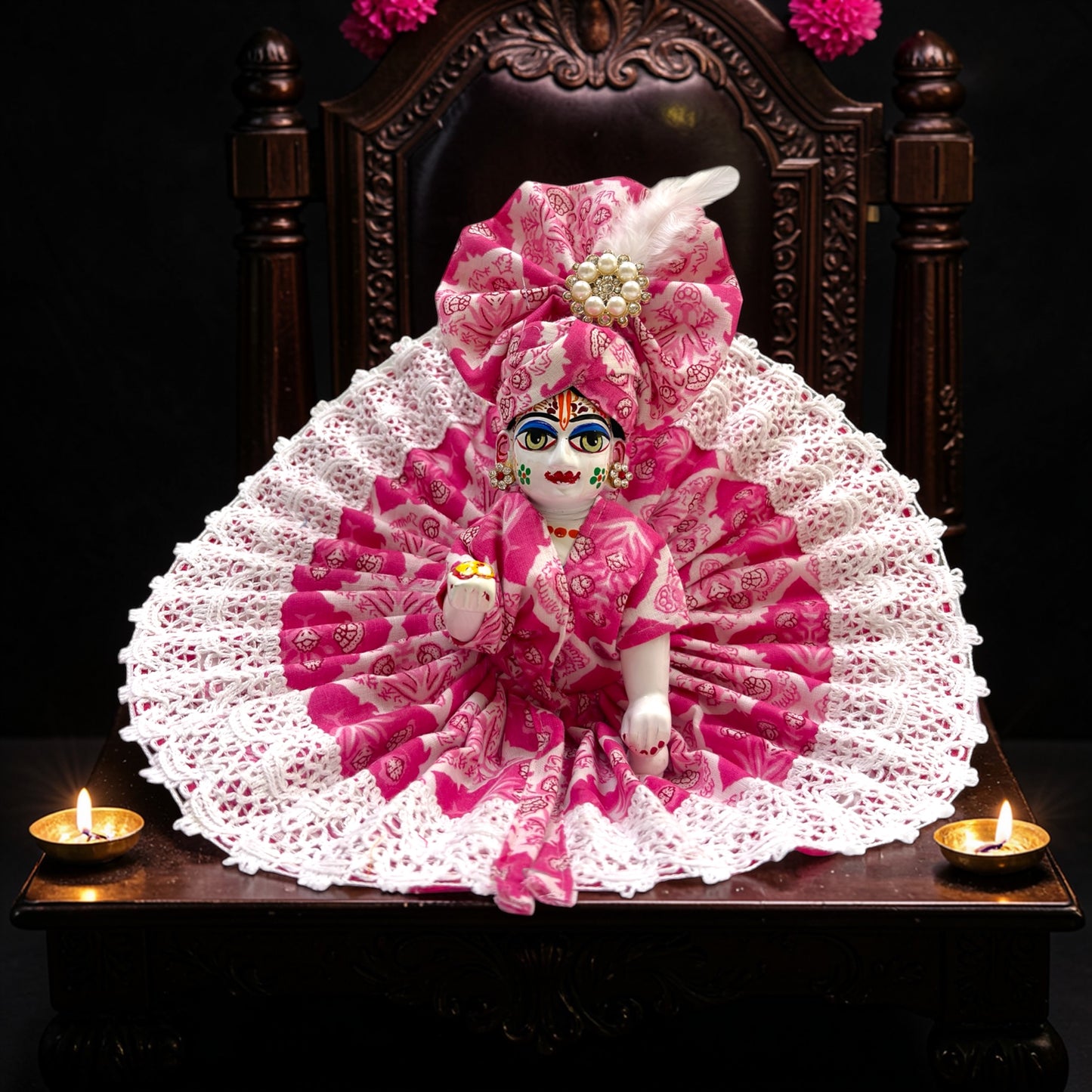 Special Designer Floral Laddu Gopal Ji Poshak with Matching Pagree SP-H82