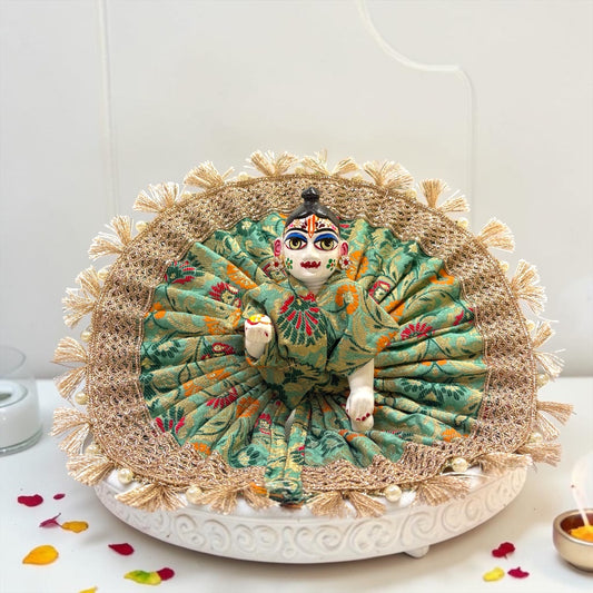 Royal Banarasi Fabric with Golden Tassle Lace Laddu Gopal Ji Poshak SP-I28