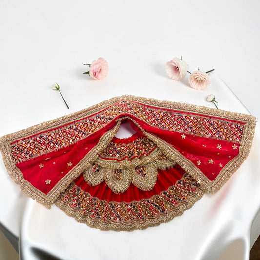 🌟 Navratri Special Designer Mata Rani Poshak 3-Piece Set with Heavy Gold Zari & Pearl Work | Code: SP-i82