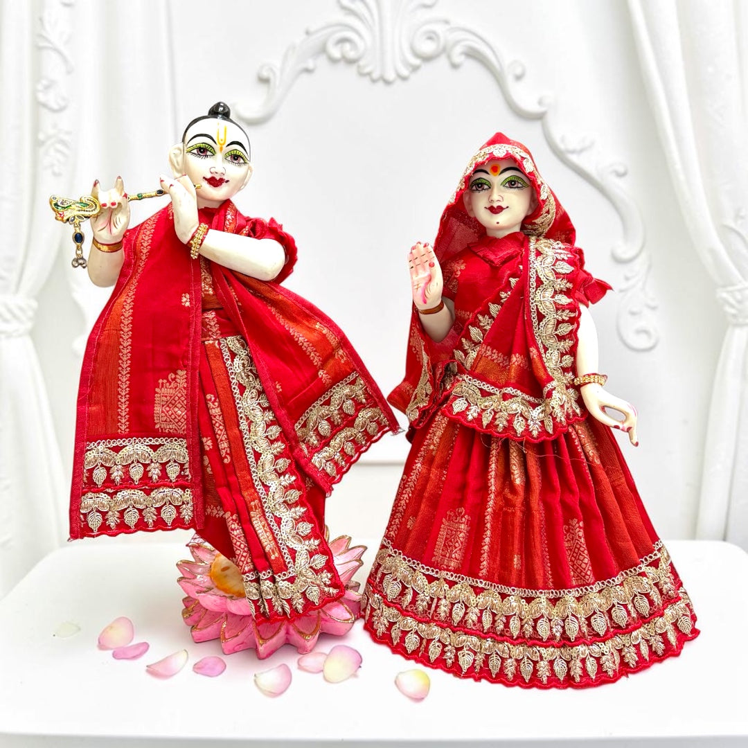 Premium Silk & Exquisite Gold Zari BorderRadha Krishna Designer Dress Set (SP-168)