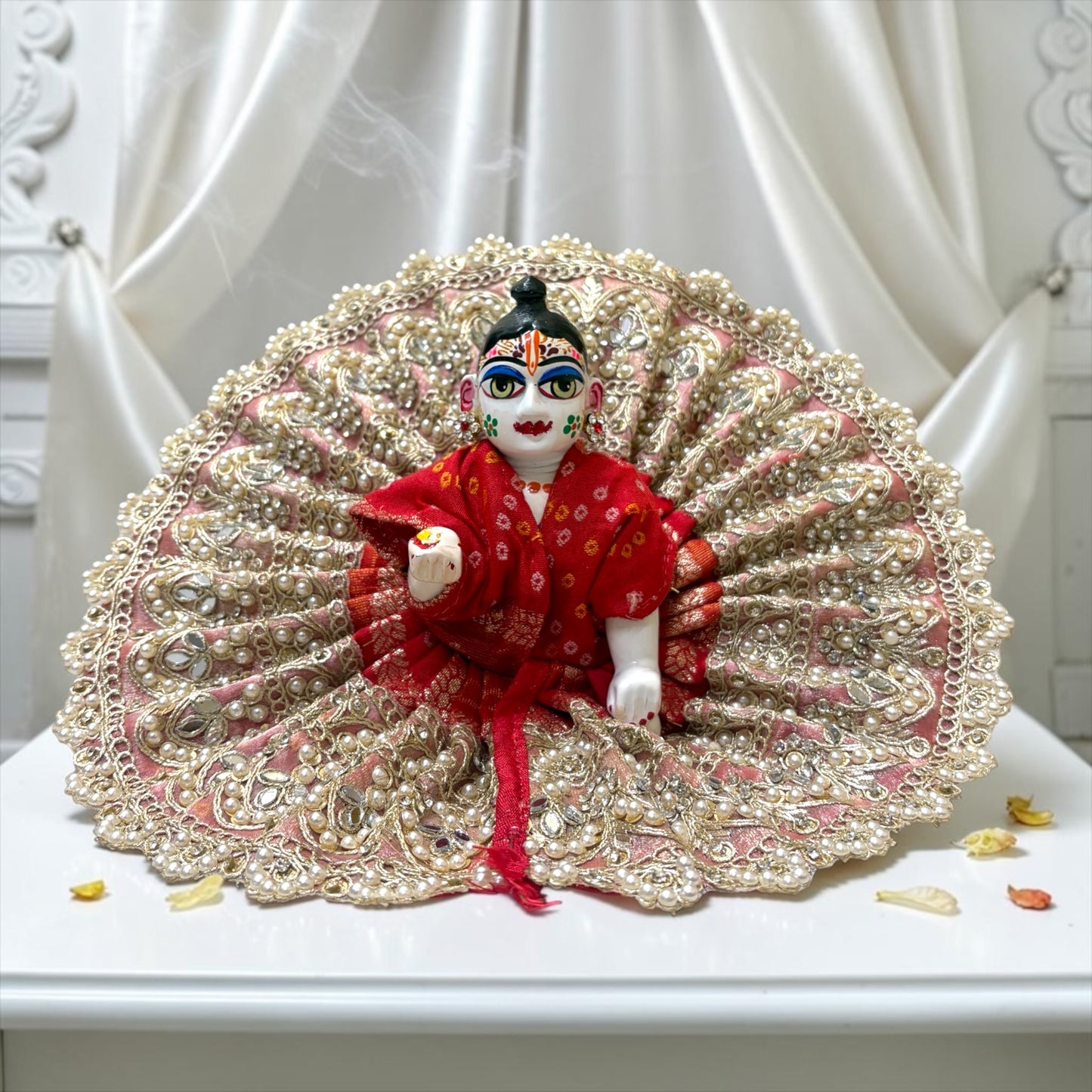 Janmashtami Special Designer Pearl & Mirror Work Laddu Gopal Poshak (SP-170) | Royal Silk Collection
