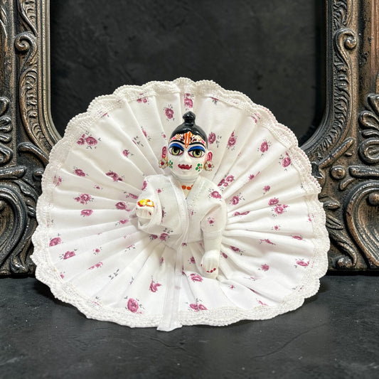 Premium White Lace "Bina Astar" Laddu Gopal Ji Poshak 2898