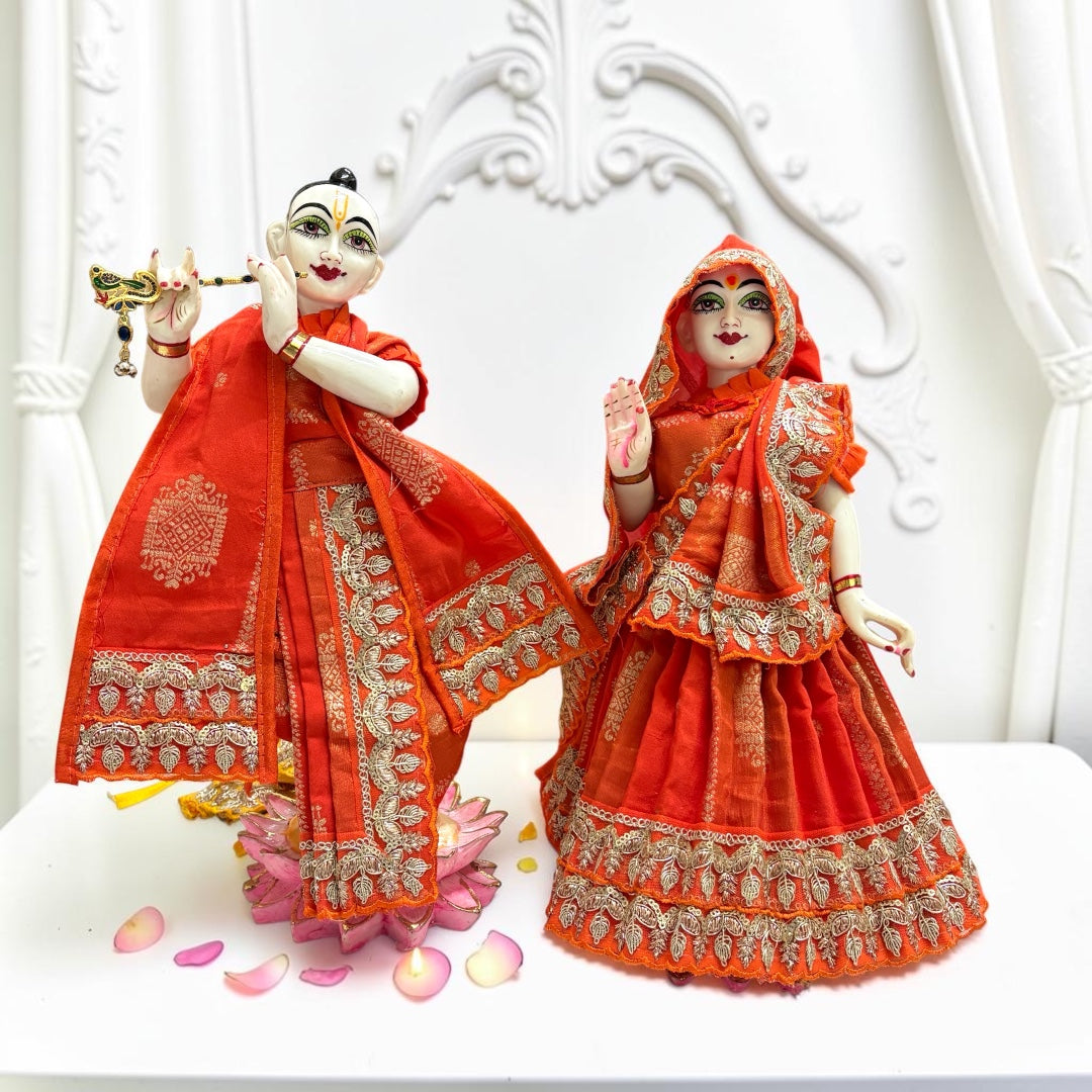 Premium Silk & Exquisite Gold Zari BorderRadha Krishna Designer Dress Set (SP-168)