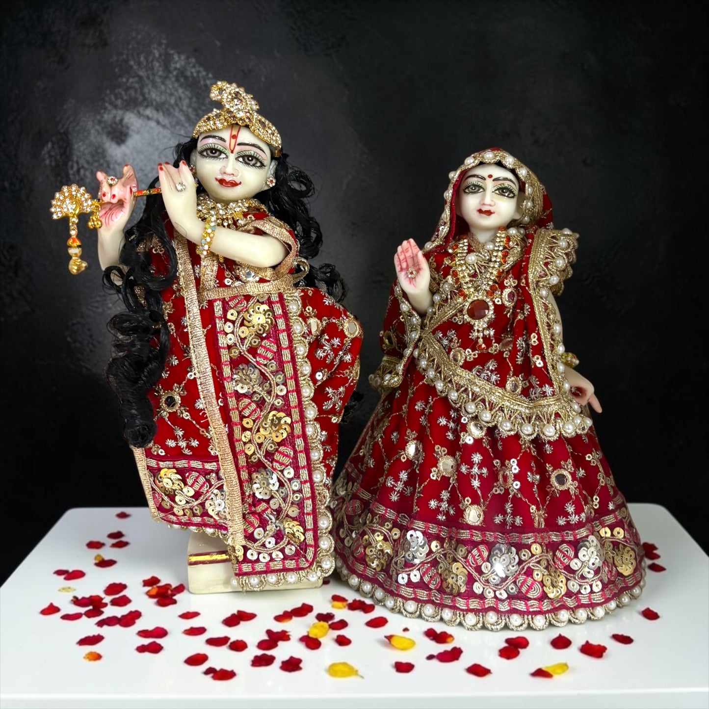 Premium Small Radha Krishna Ji Velvet-Touch Sequin Poshak Set SP-I14