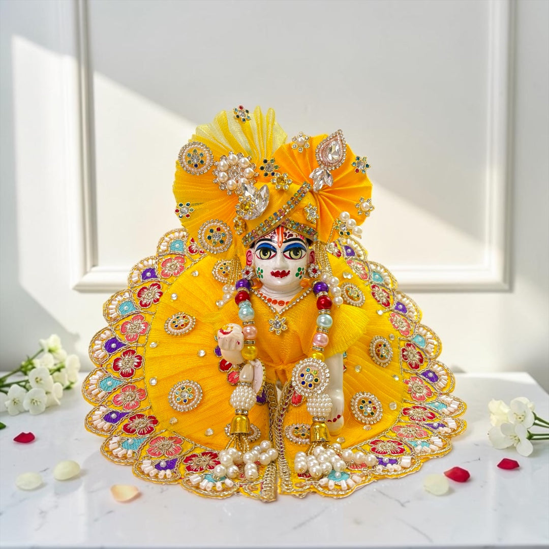 Heavy Designer Janmashtami Special Laddu Gopal Ji Poshak with Matching Pagdi (Premium Edition | SP-I57) – Complete Box Packing