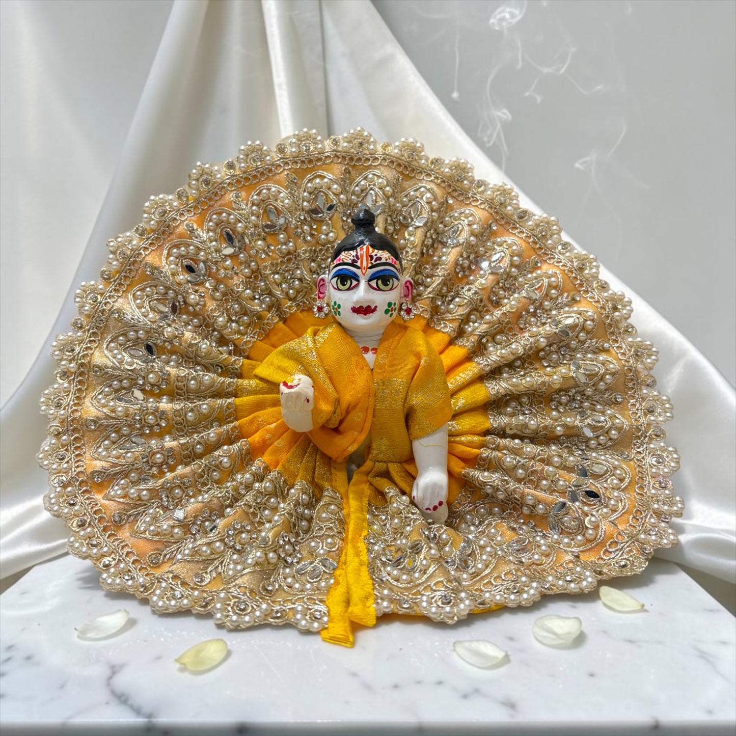 Janmashtami Special Designer Pearl & Mirror Work Laddu Gopal Poshak (SP-170) | Royal Silk Collection