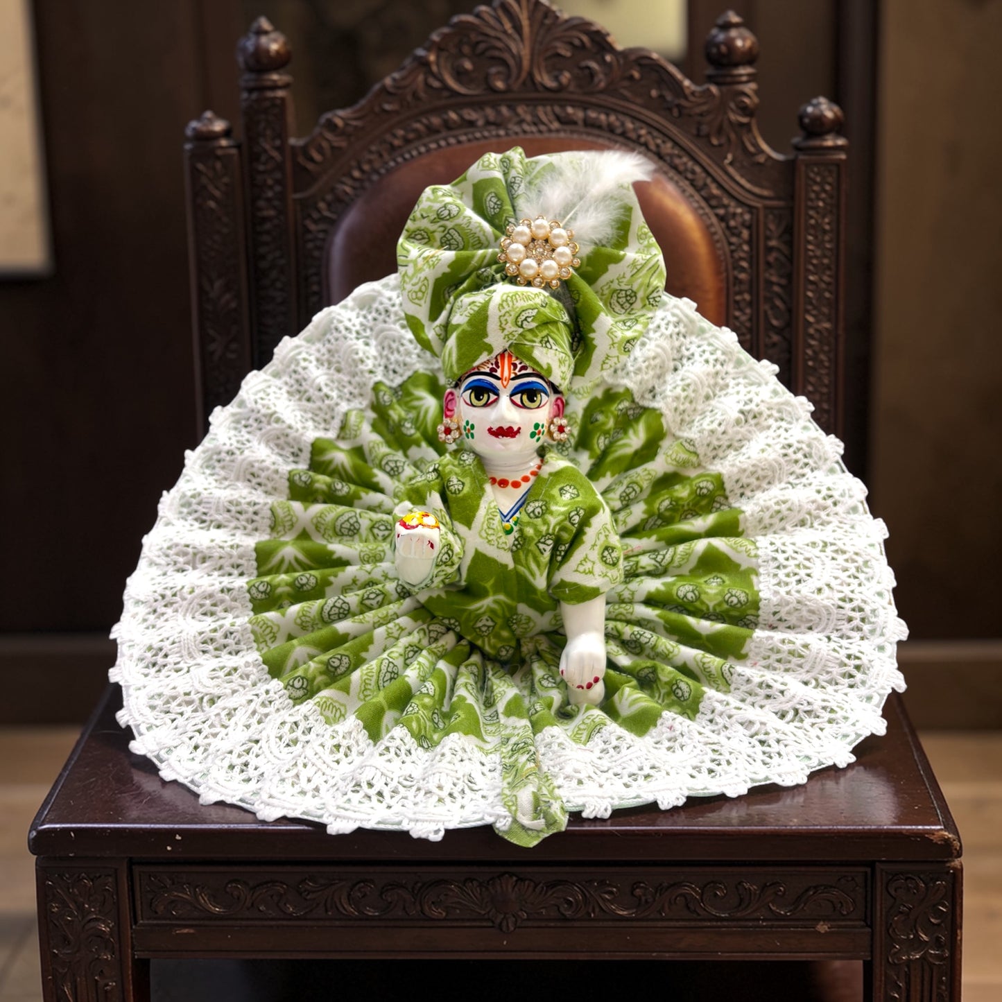 Special Designer Floral Laddu Gopal Ji Poshak with Matching Pagree SP-H82