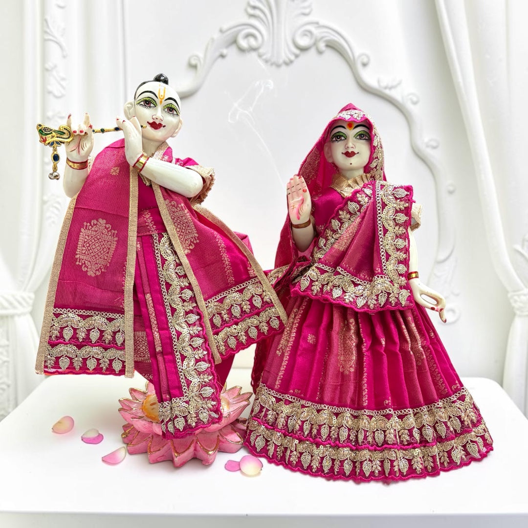 Premium Silk & Exquisite Gold Zari BorderRadha Krishna Designer Dress Set (SP-168)