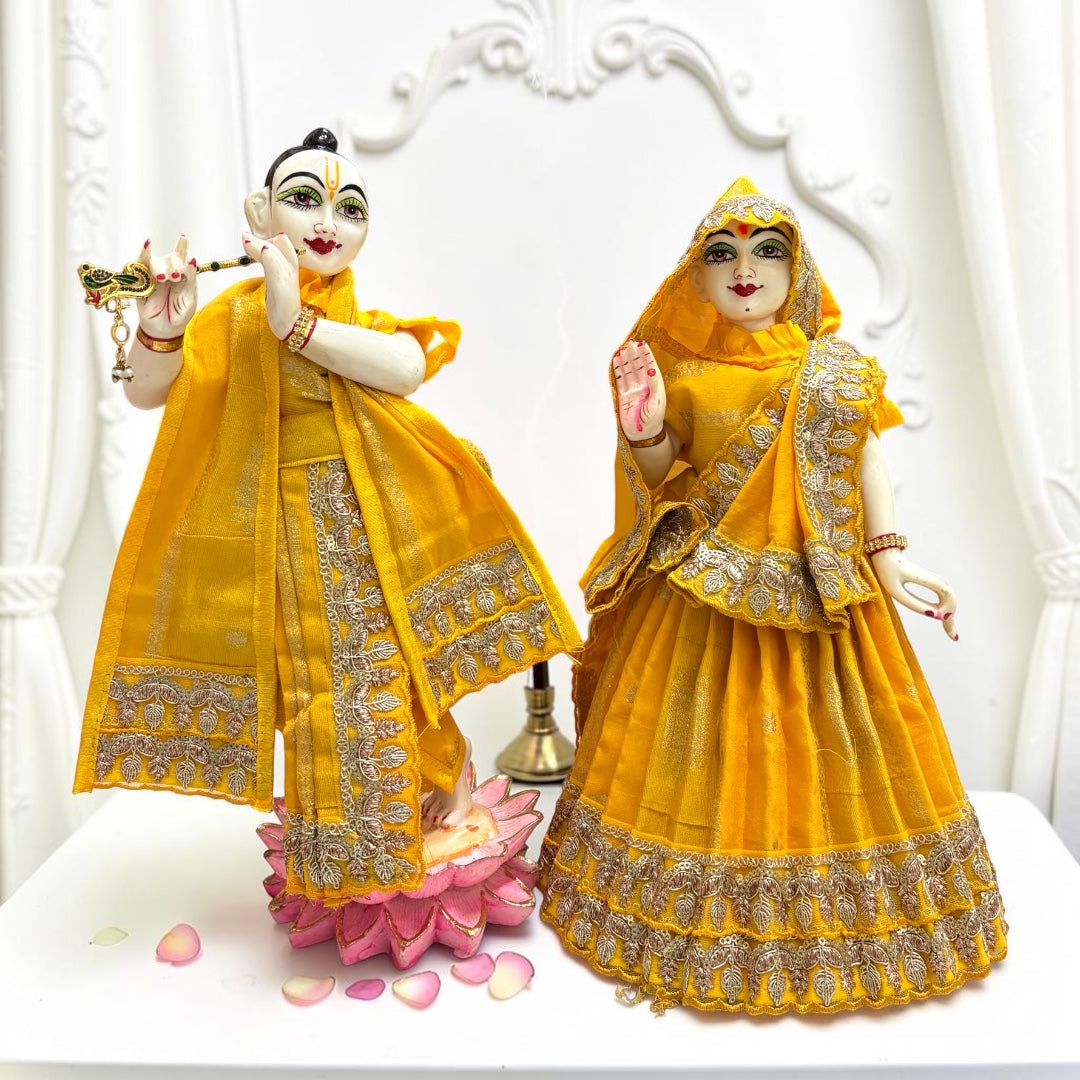 Premium Silk & Exquisite Gold Zari BorderRadha Krishna Designer Dress Set (SP-168)