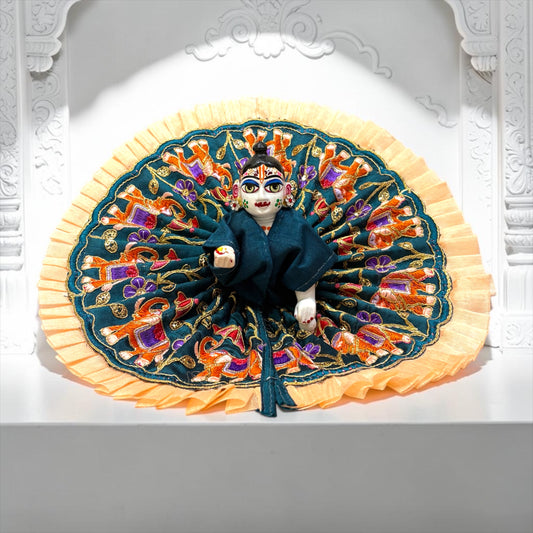 Shri Poshak Premium Royal Elephant Embroidered Laddu Gopal Ji Poshak with Grand Frill Border - SP-I60