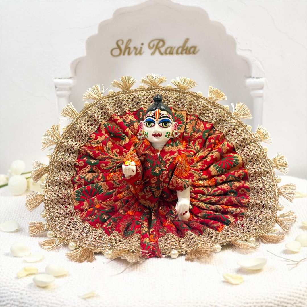 Royal Banarasi Fabric with Golden Tassle Lace Laddu Gopal Ji Poshak SP-I28