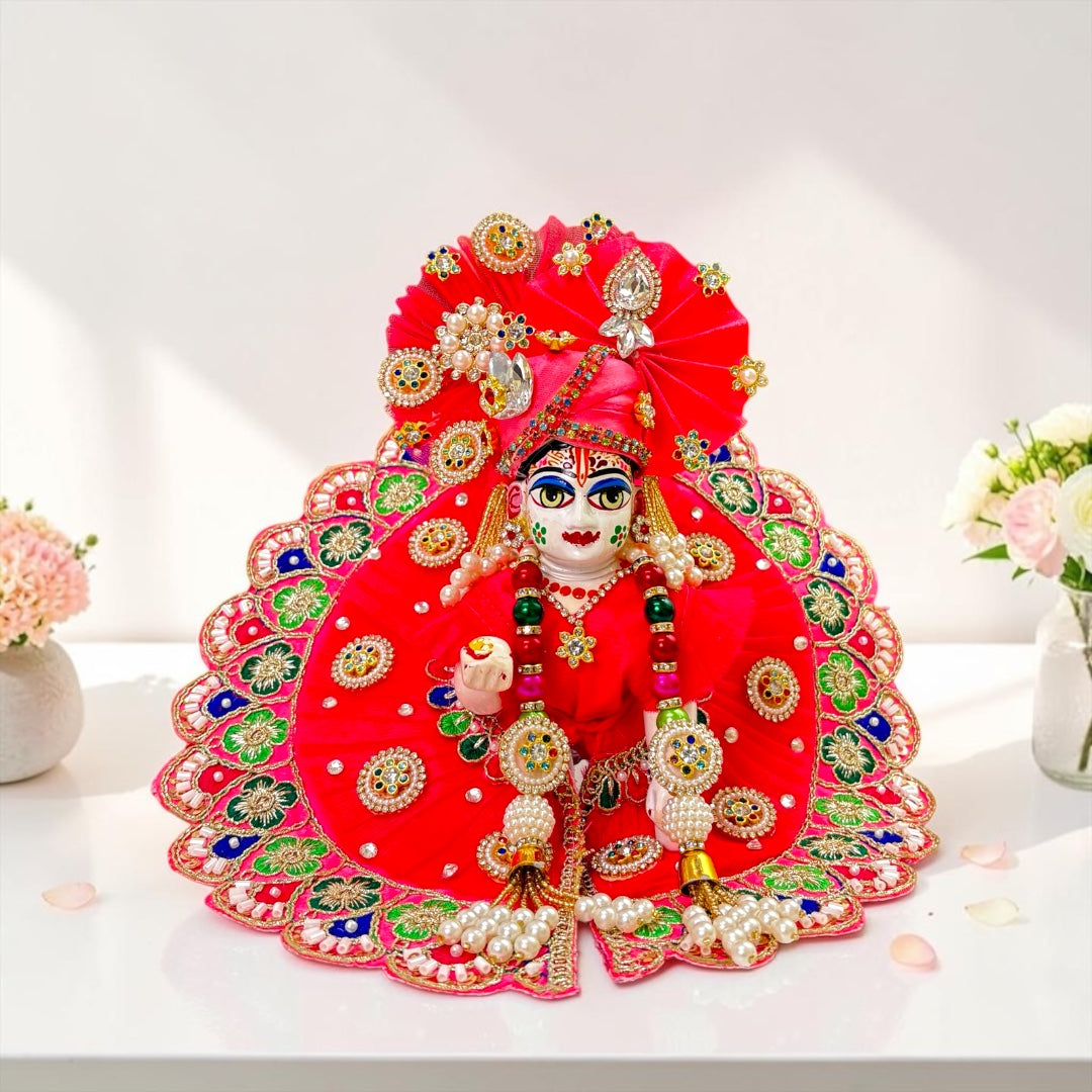 Heavy Designer Janmashtami Special Laddu Gopal Ji Poshak with Matching Pagdi (Premium Edition | SP-I57) – Complete Box Packing
