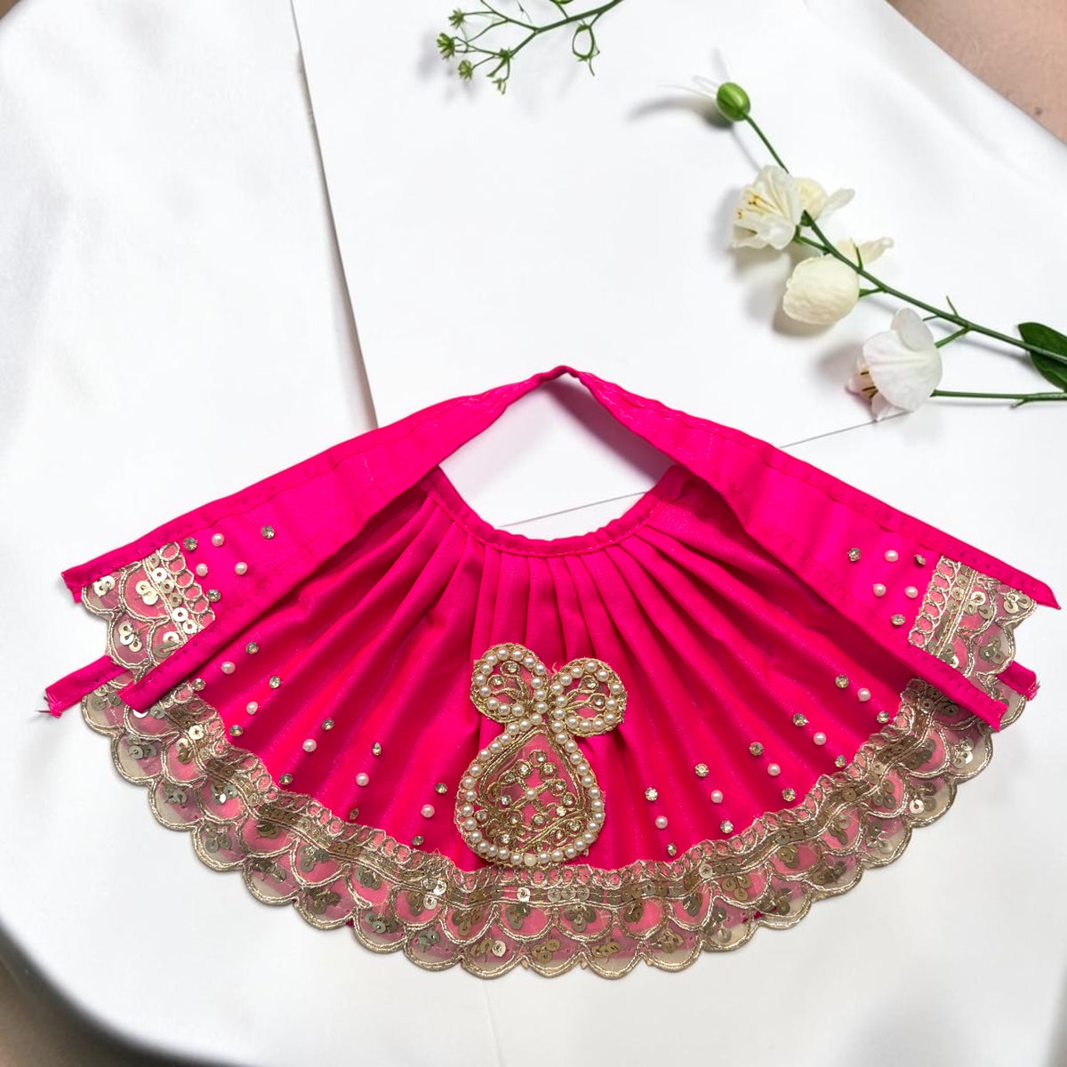 Shri Poshak Premium Navratri Special Mata Rani Lehnga Patka Set (SP-J29) – Designer Heavy Pearl Lace Work Dress