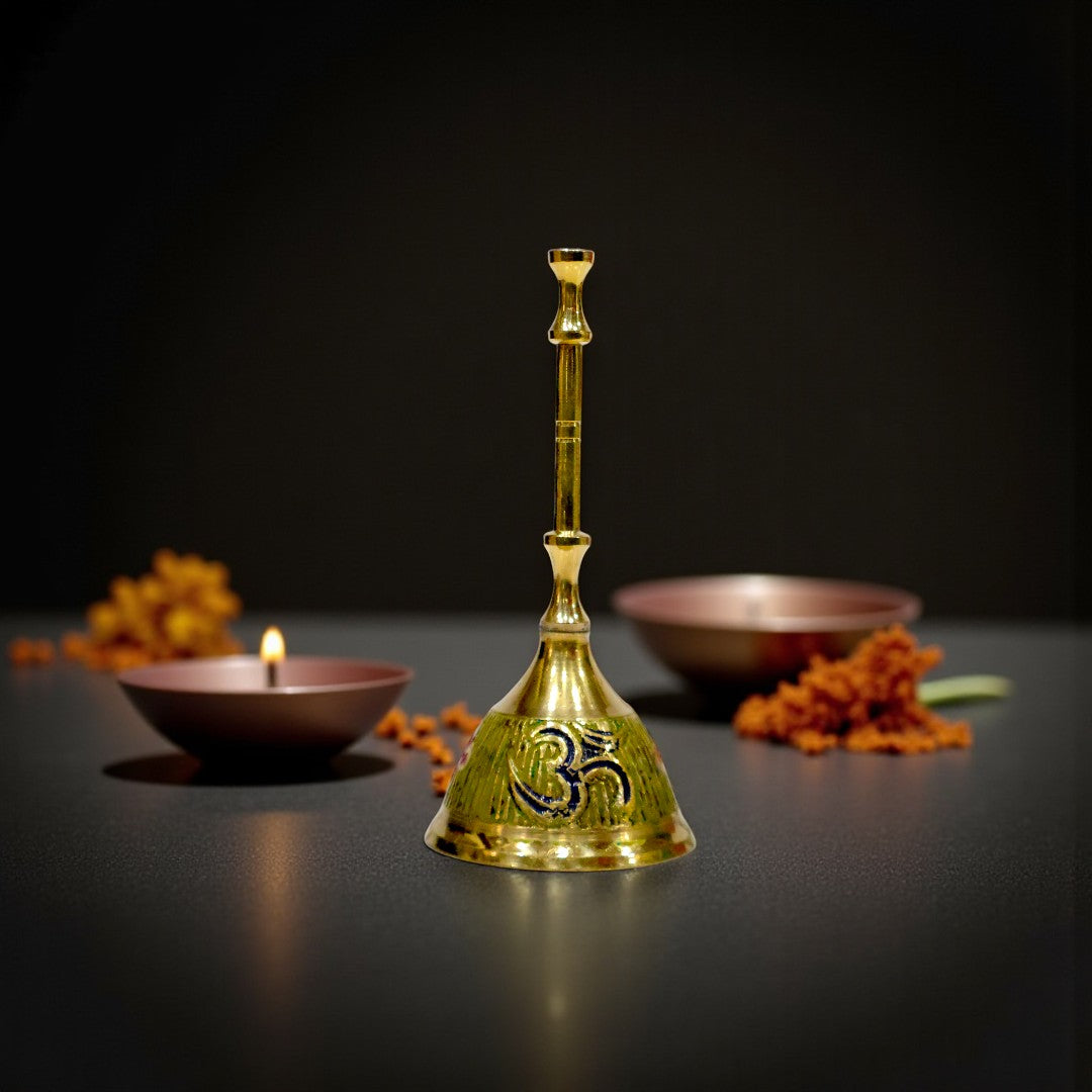 Pital Ghanti with Sacred Om (ॐ) and Swastik (卐)