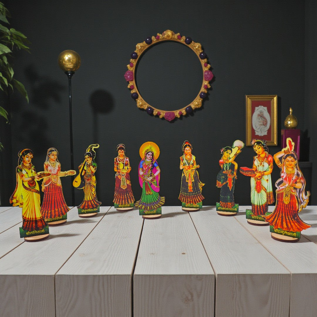 Premium MDF Ashta Sakhi Shri Radha Set (Set of 9)