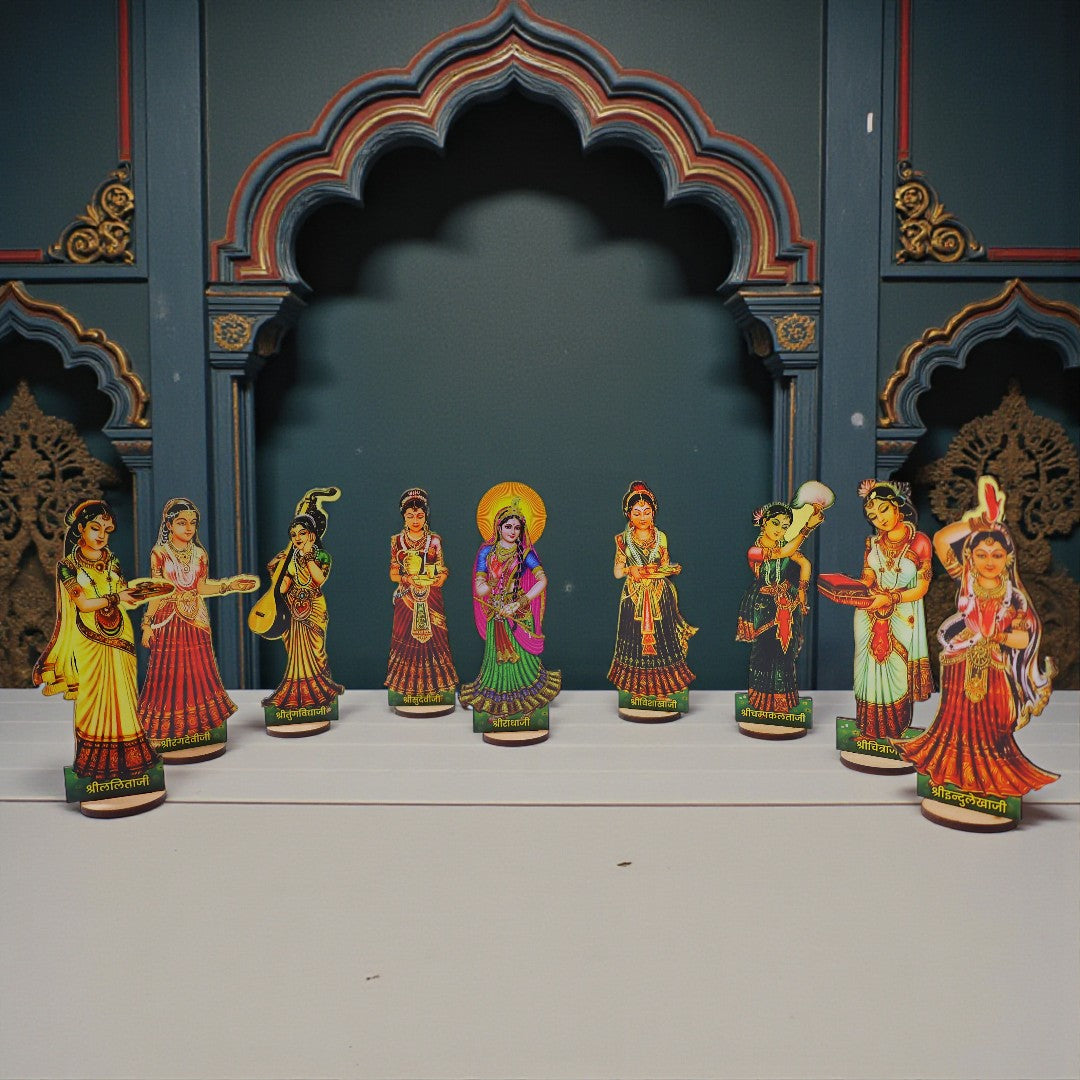 Premium MDF Ashta Sakhi Shri Radha Set (Set of 9)