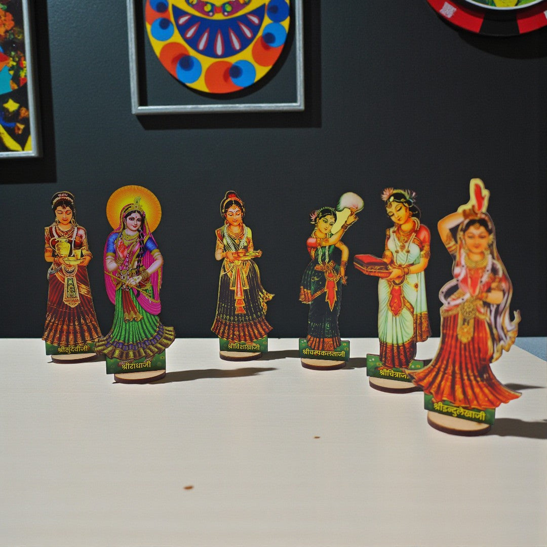 Premium MDF Ashta Sakhi Shri Radha Set (Set of 9)