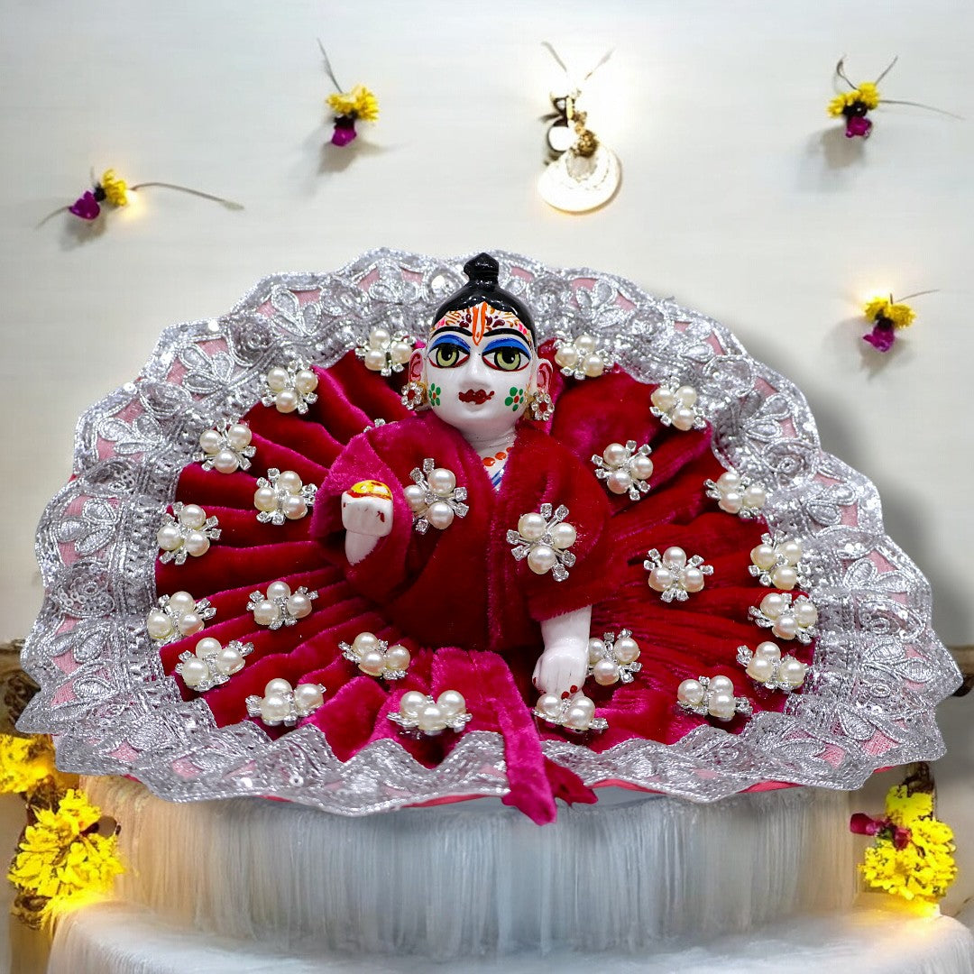 Elegant Velvet Pearl Winter Poshak for Laddu Gopal Ji SP-H08