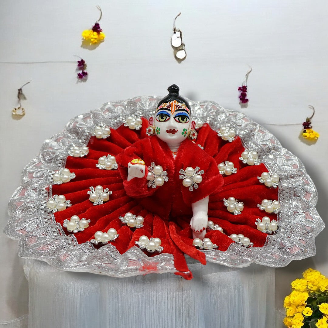 Elegant Velvet Pearl Winter Poshak for Laddu Gopal Ji SP-H08